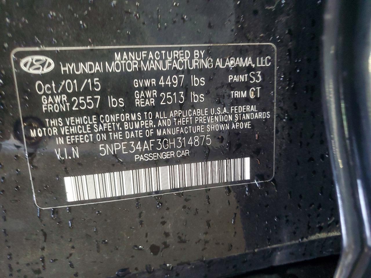 2016 HYUNDAI SONATA