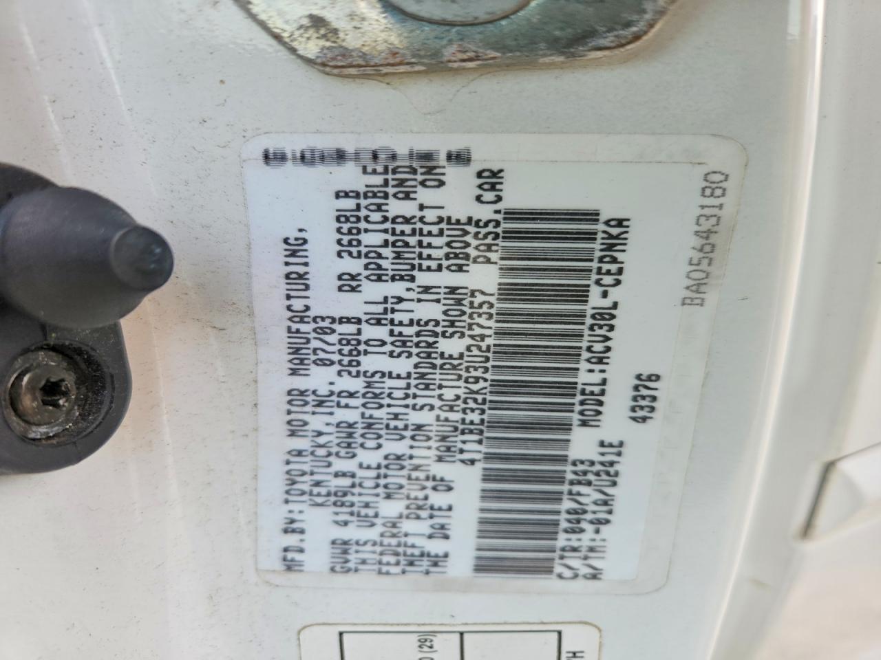 2003 TOYOTA CAMRY