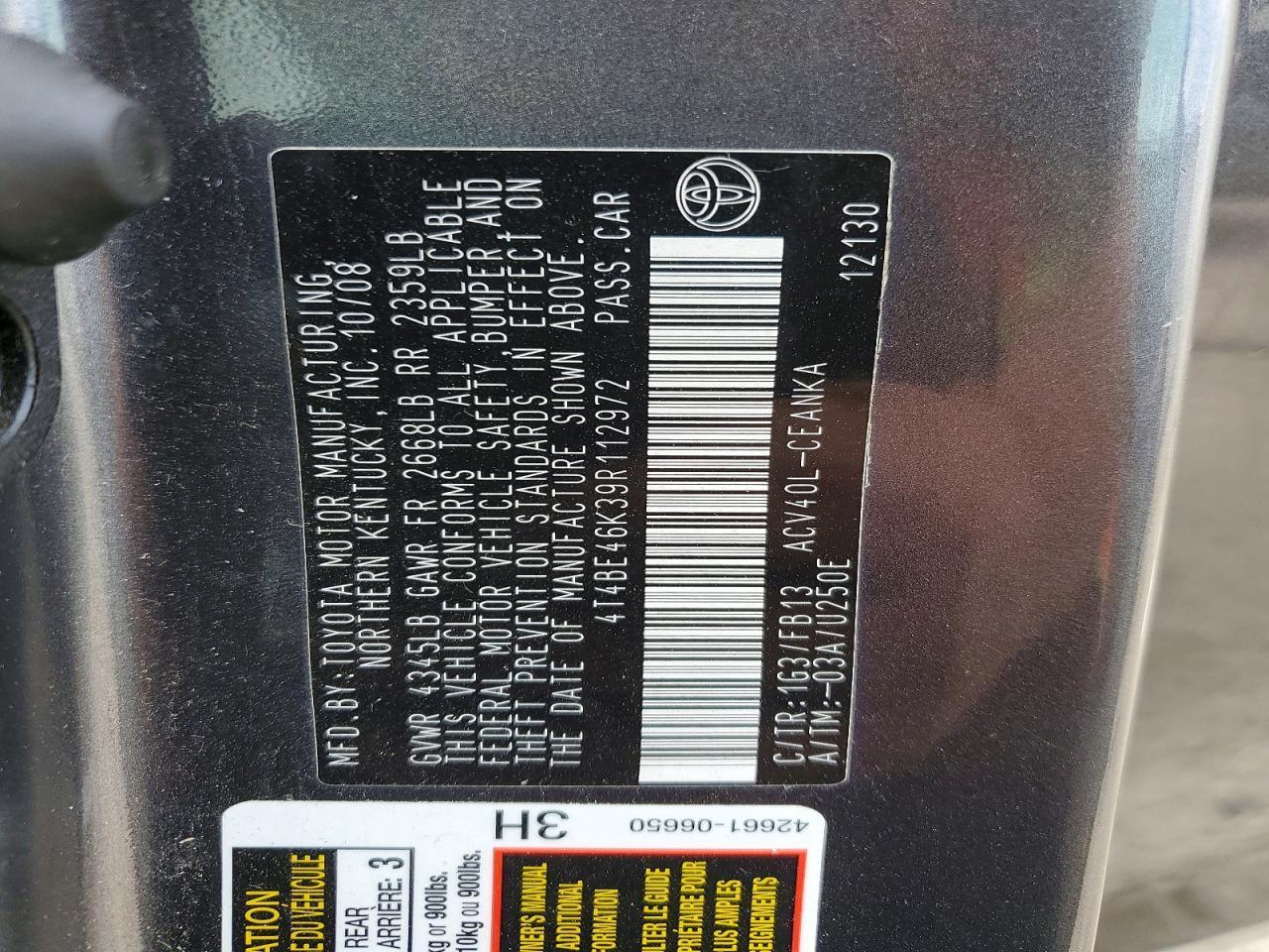 2009 TOYOTA CAMRY