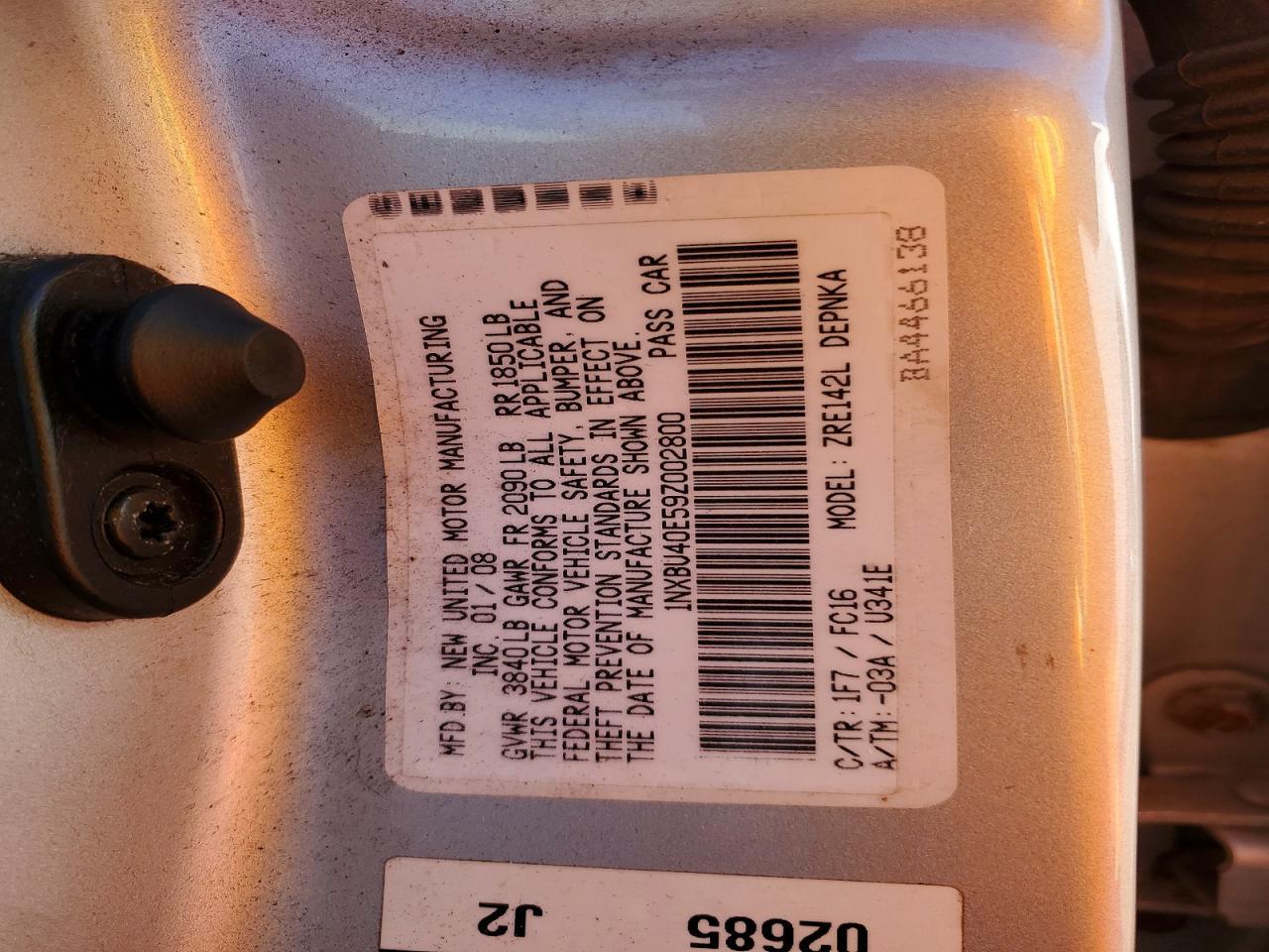 2009 TOYOTA COROLLA