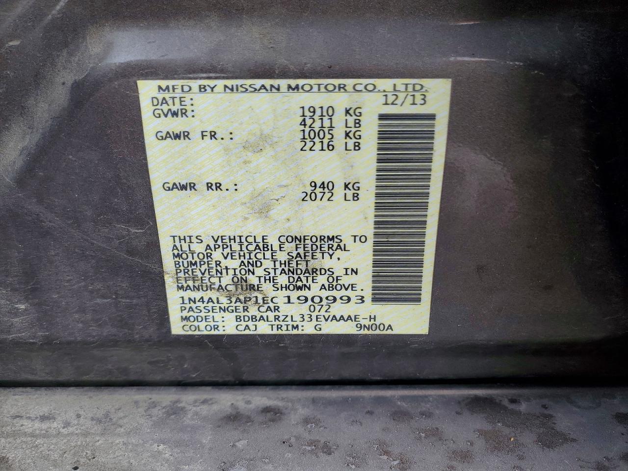 2014 NISSAN ALTIMA