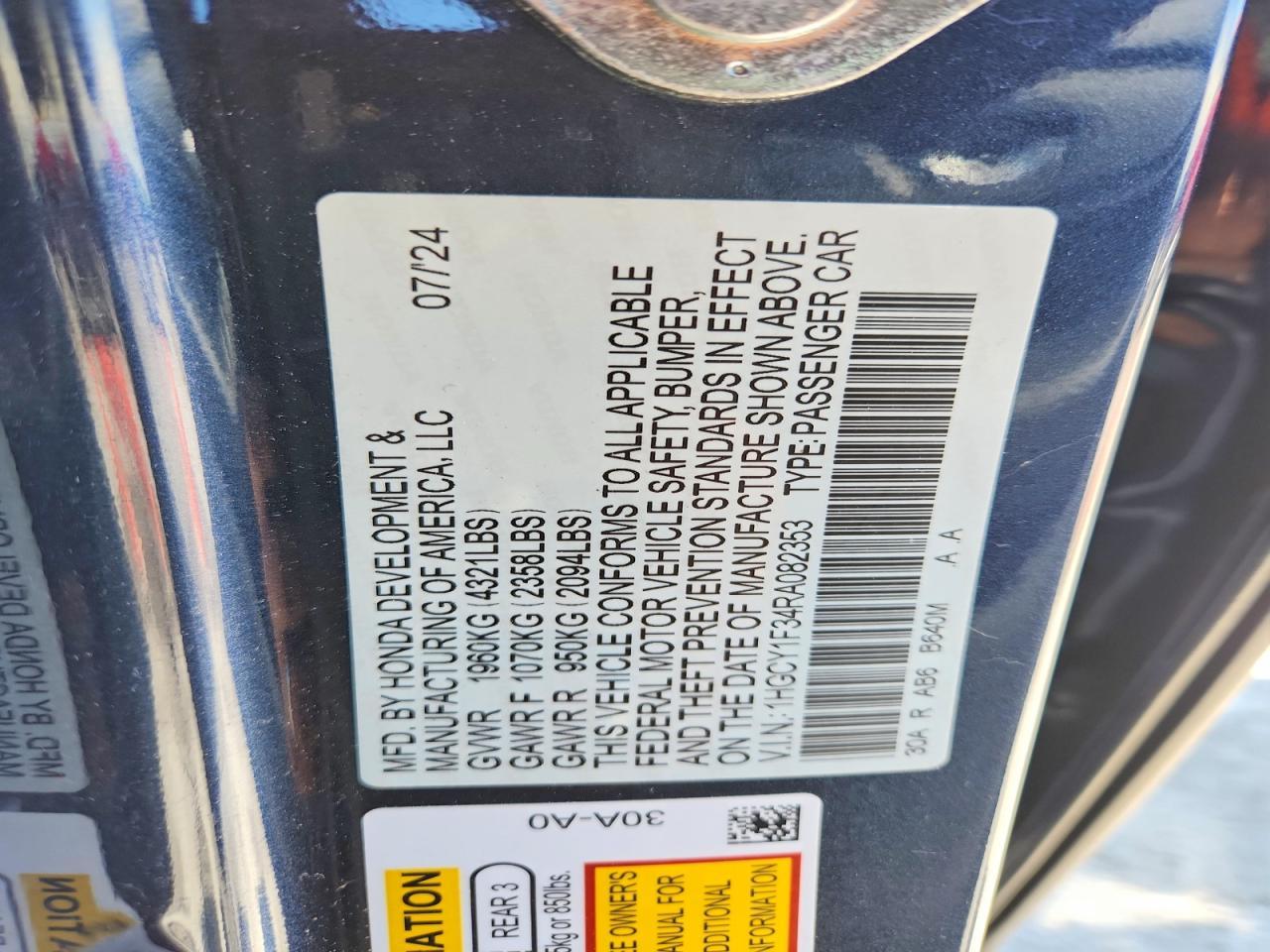 2024 HONDA ACCORD