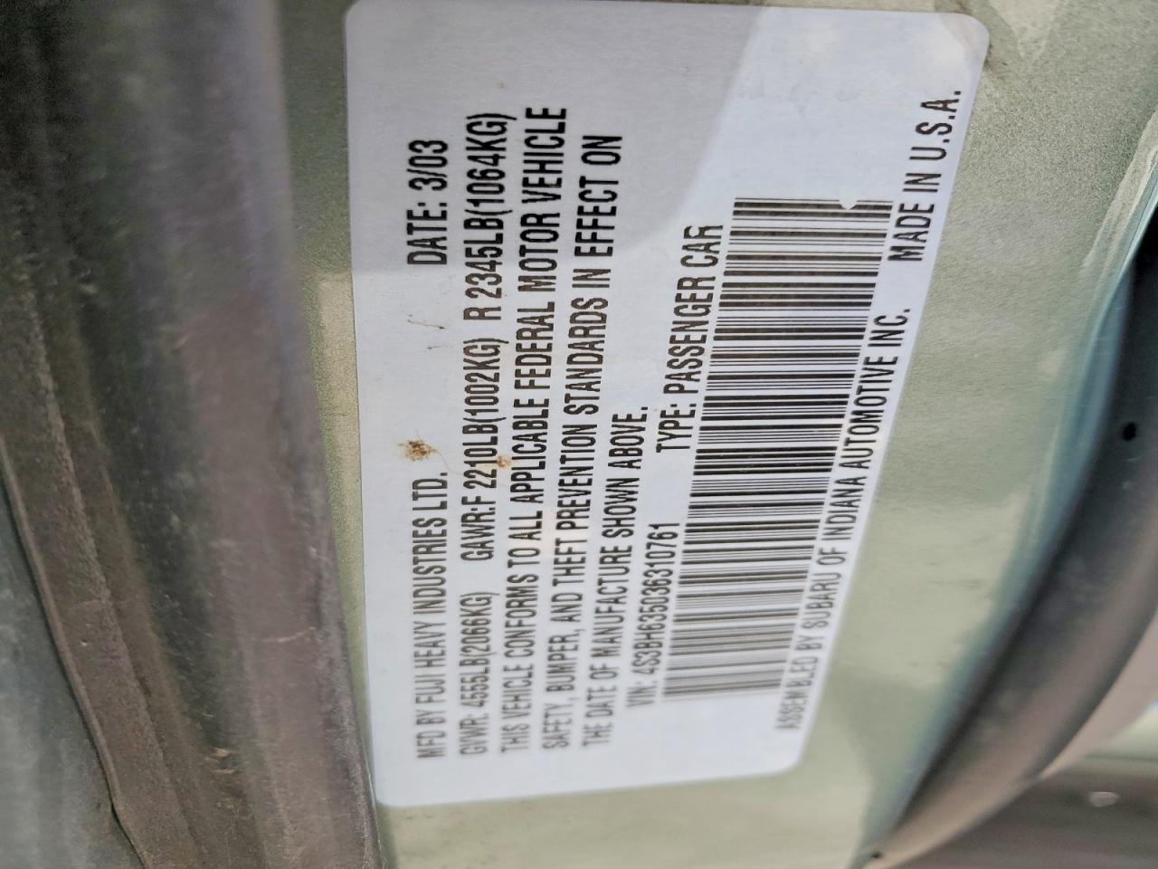 2003 SUBARU Legacy