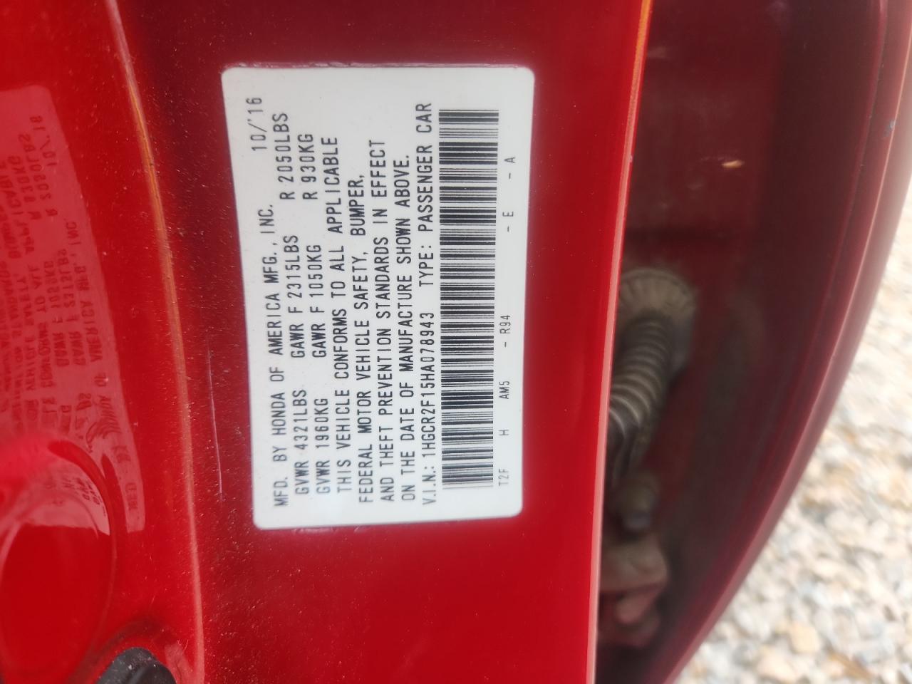 2017 HONDA ACCORD