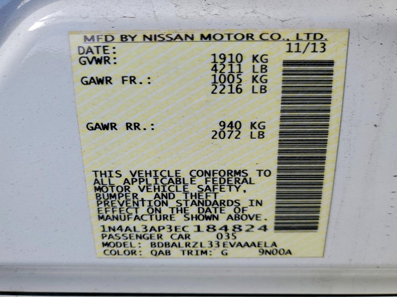 2014 NISSAN ALTIMA