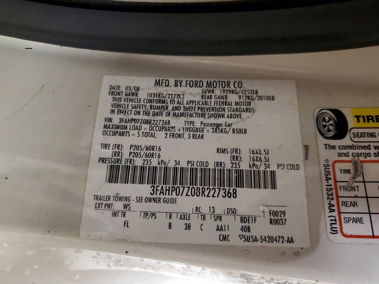 2008 FORD FUSION