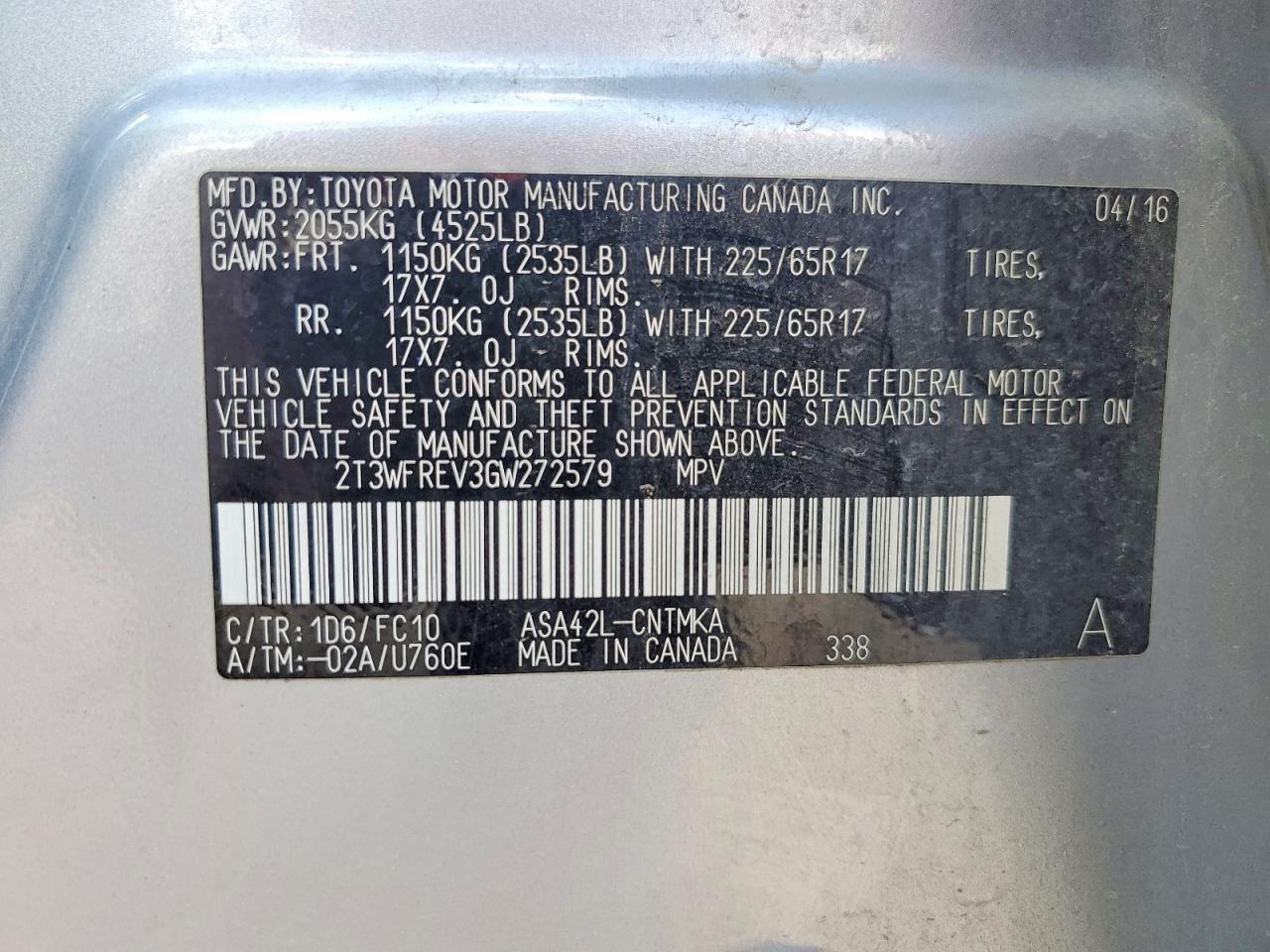 2016 TOYOTA RAV4
