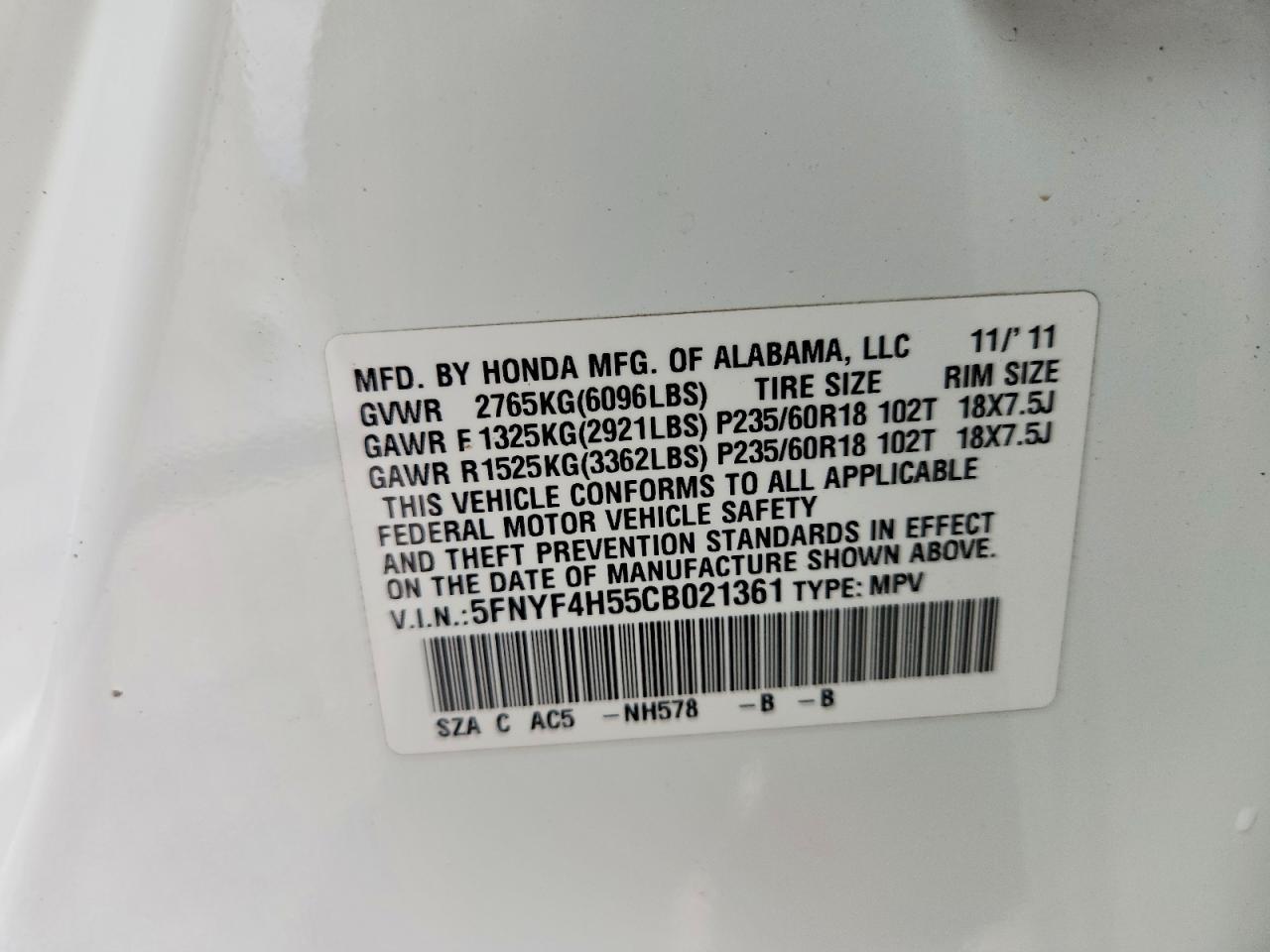 2012 HONDA PILOT