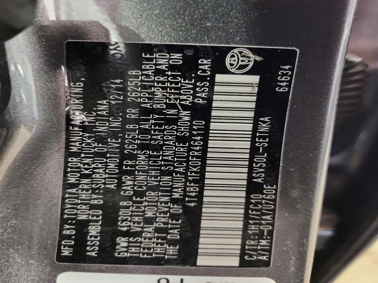 2015 TOYOTA CAMRY