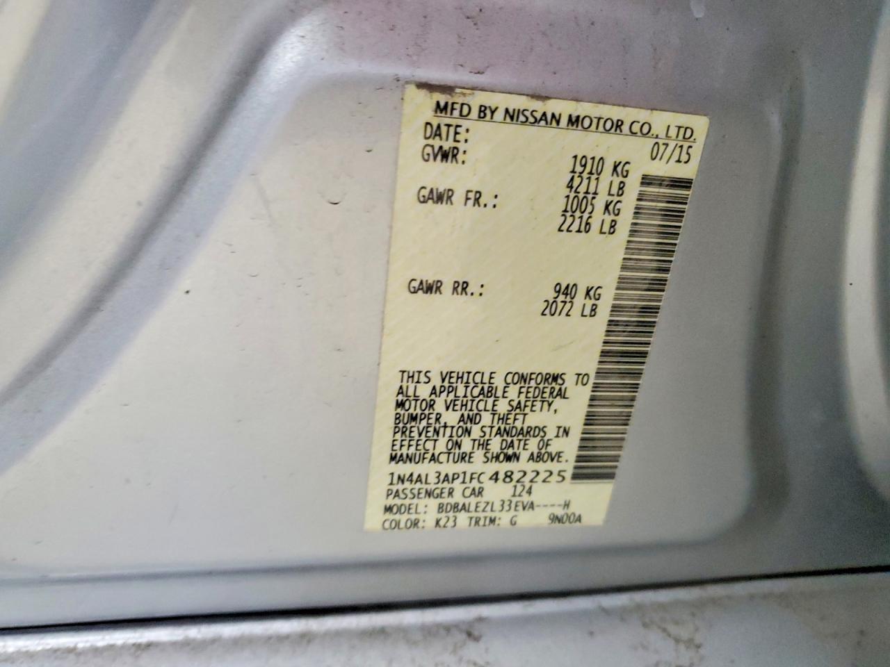 2015 NISSAN ALTIMA