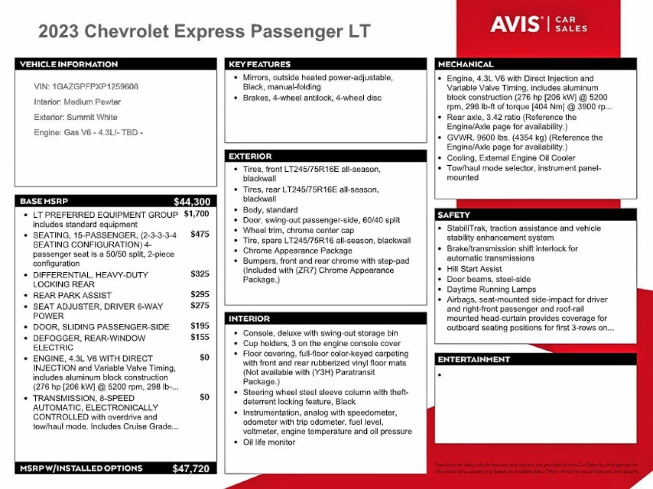 2023 CHEVROLET Express 3500