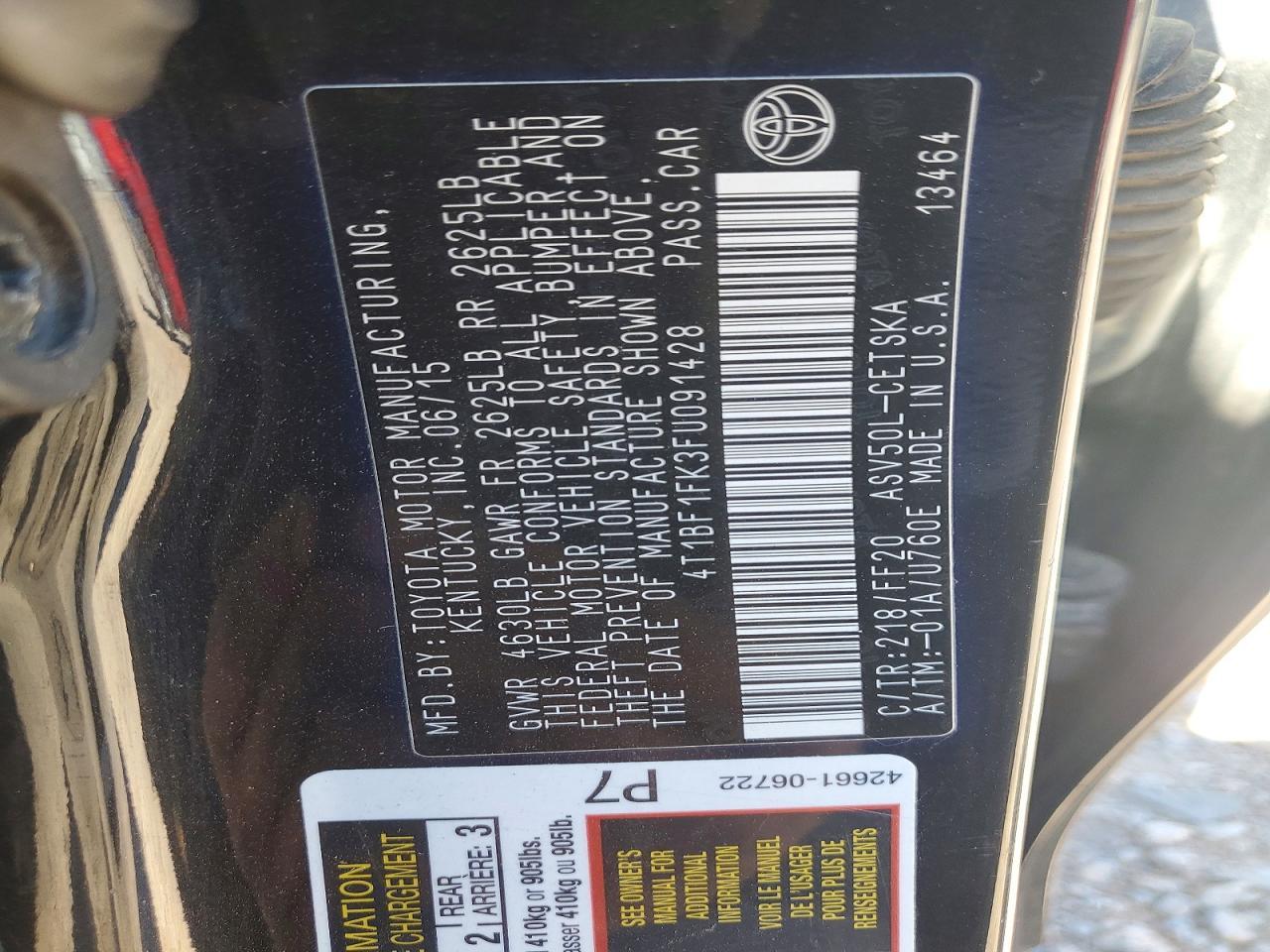 2015 TOYOTA CAMRY