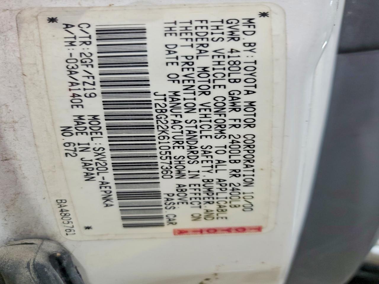 2001 TOYOTA CAMRY