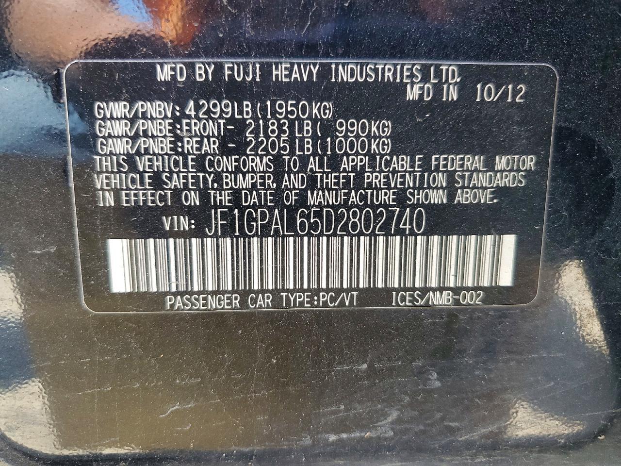 2013 SUBARU IMPREZA