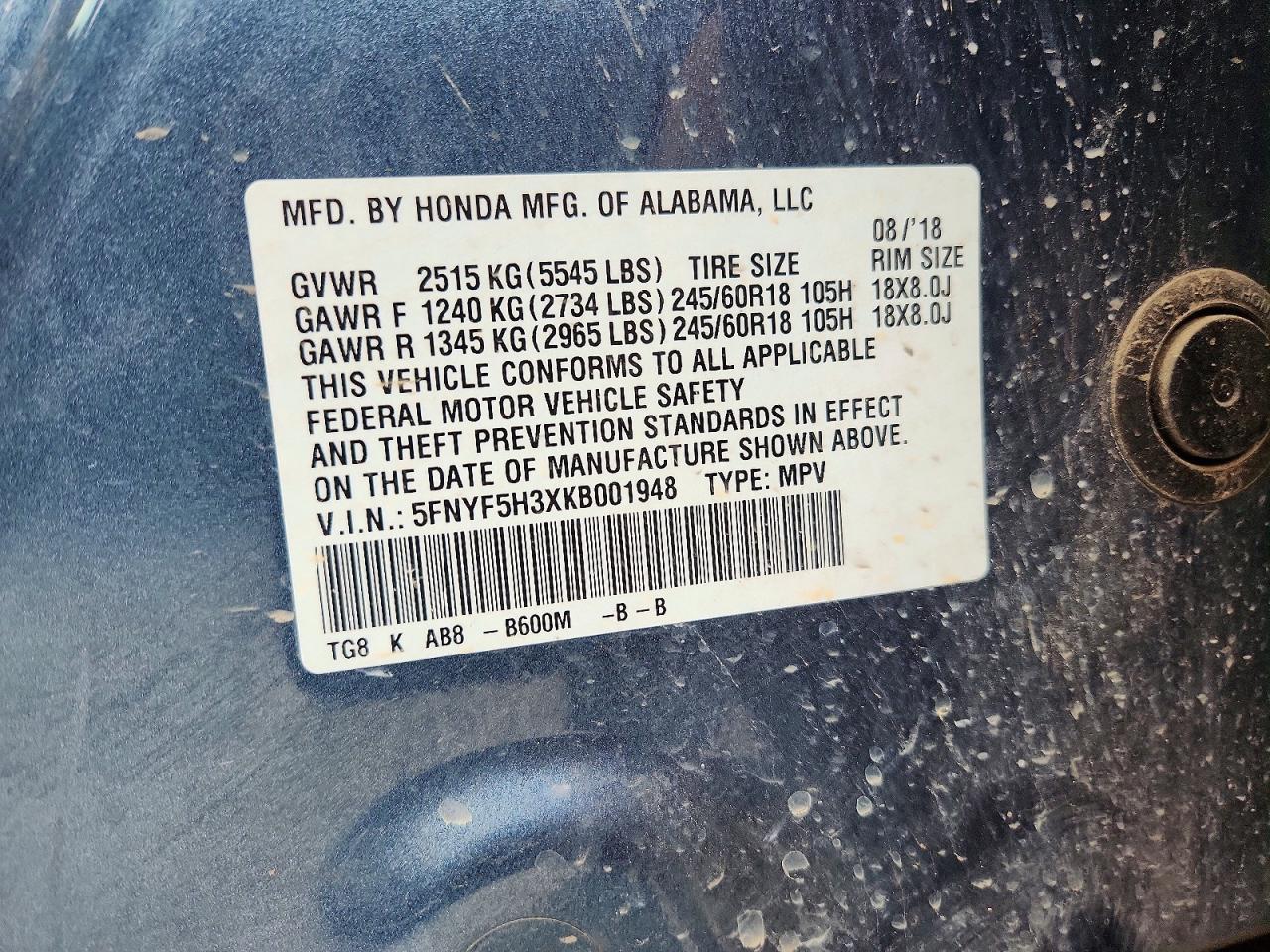 2019 HONDA PILOT