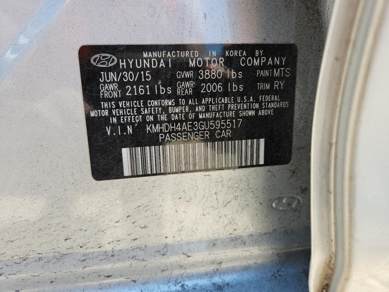 2016 HYUNDAI ELANTRA
