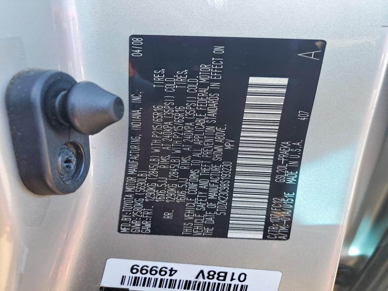 2008 TOYOTA SIENNA