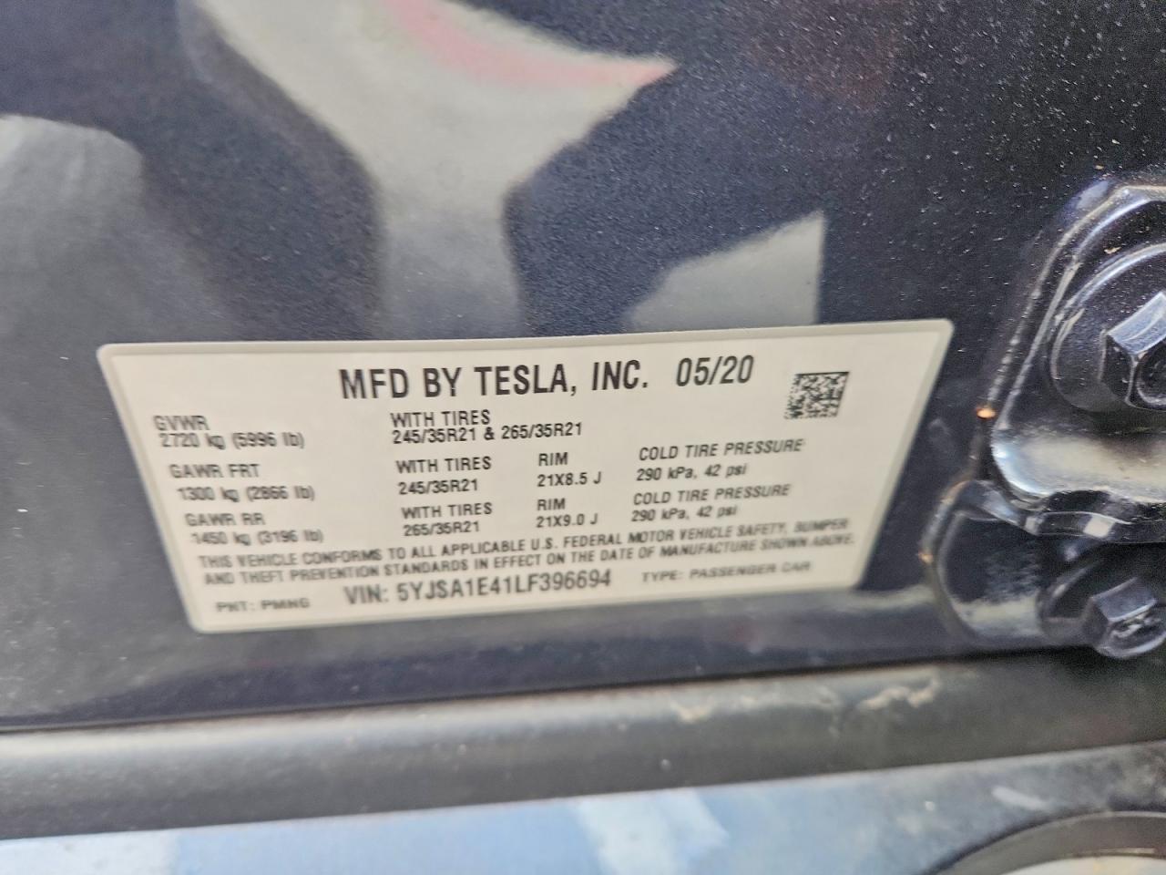 2020 TESLA MODEL S