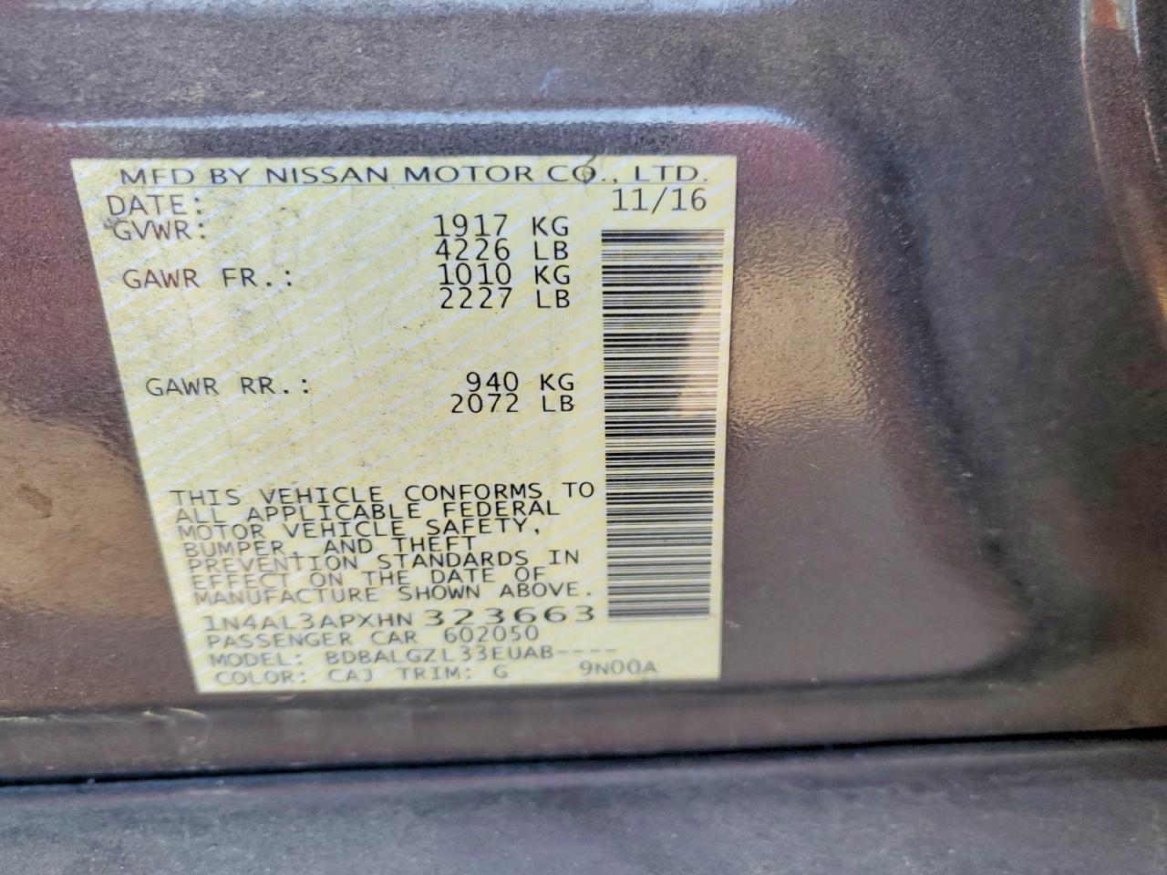 2017 NISSAN ALTIMA