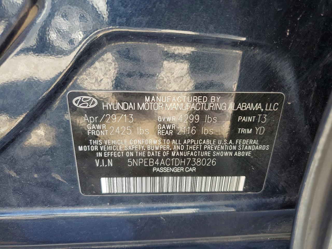 2013 HYUNDAI SONATA