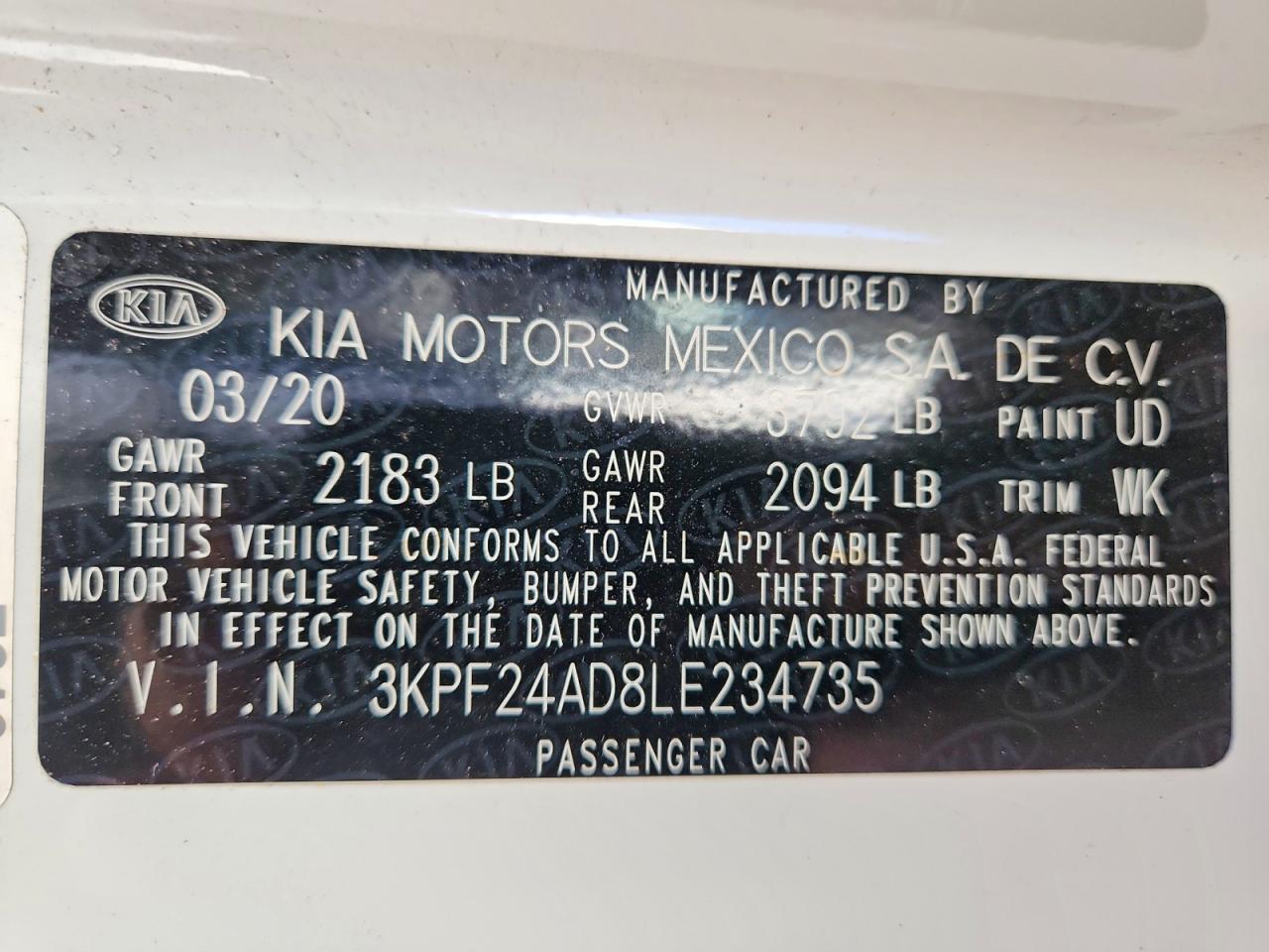 2020 KIA FORTE
