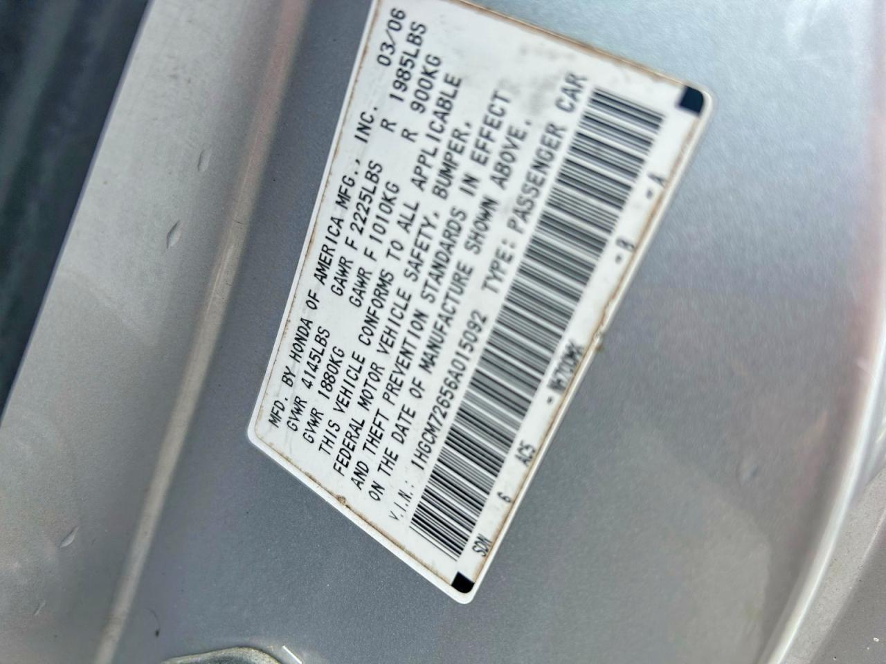 2006 HONDA ACCORD