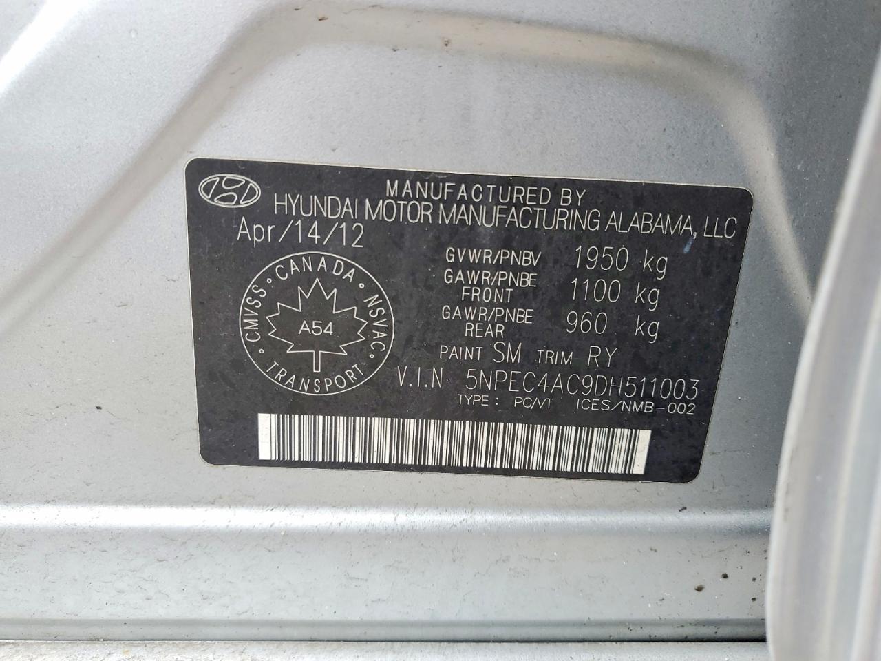 2013 HYUNDAI SONATA