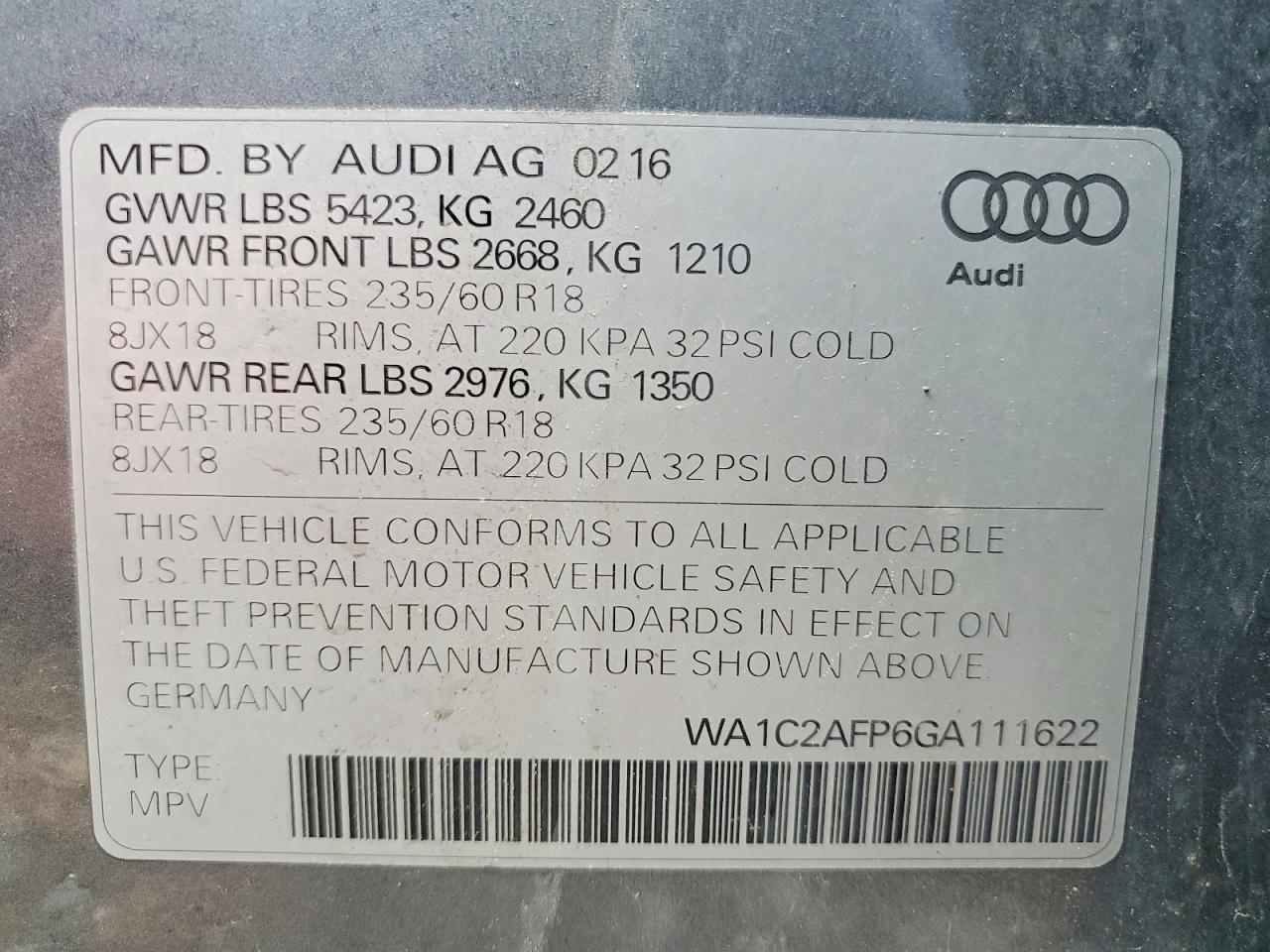 2016 AUDI Q5