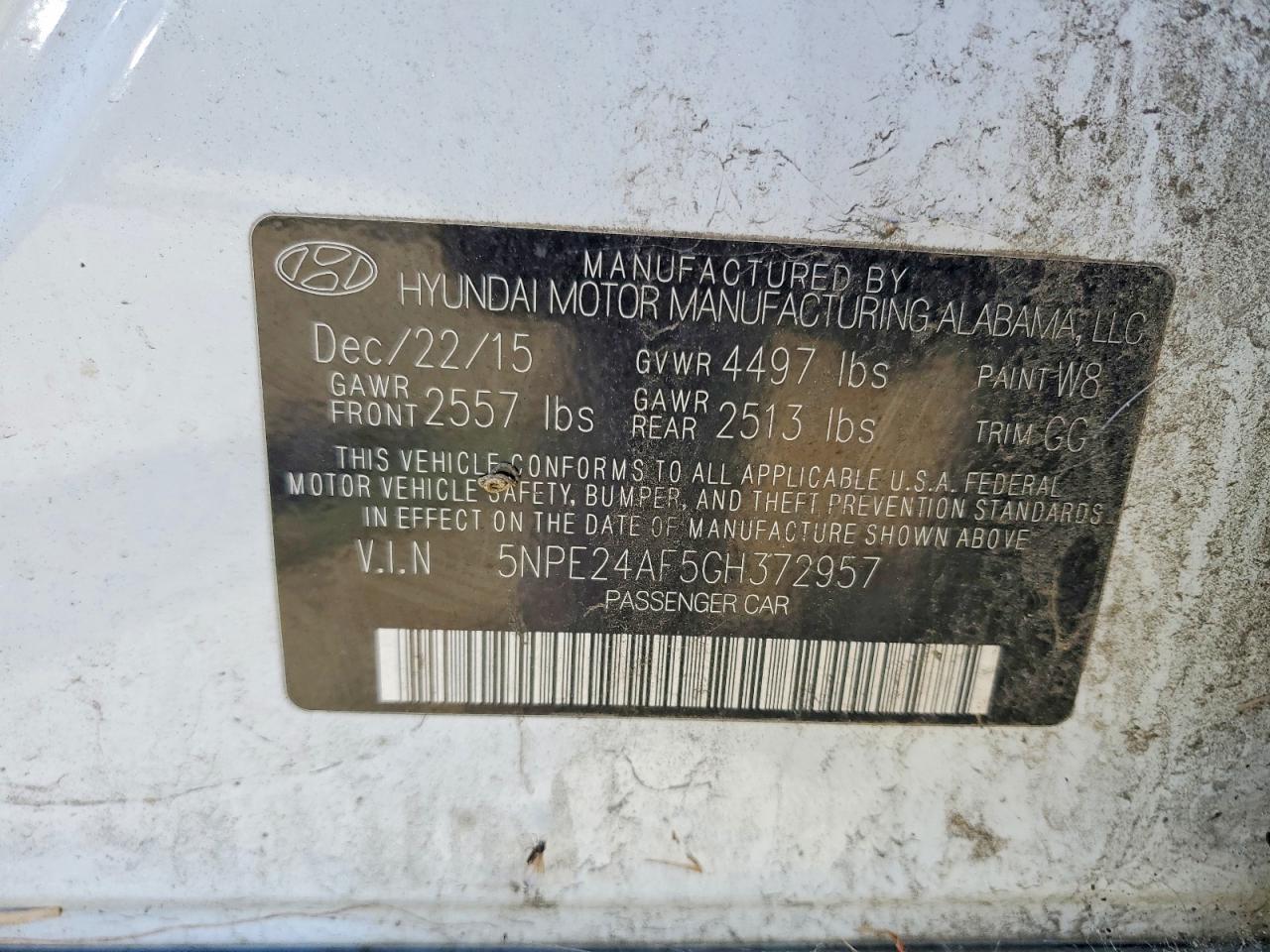 2016 HYUNDAI SONATA