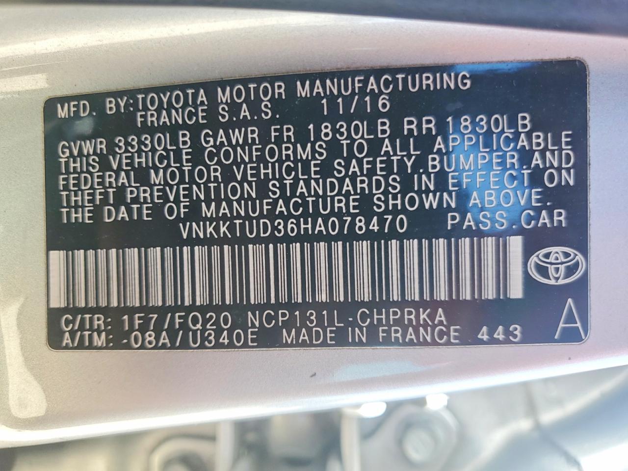 2017 TOYOTA YARIS