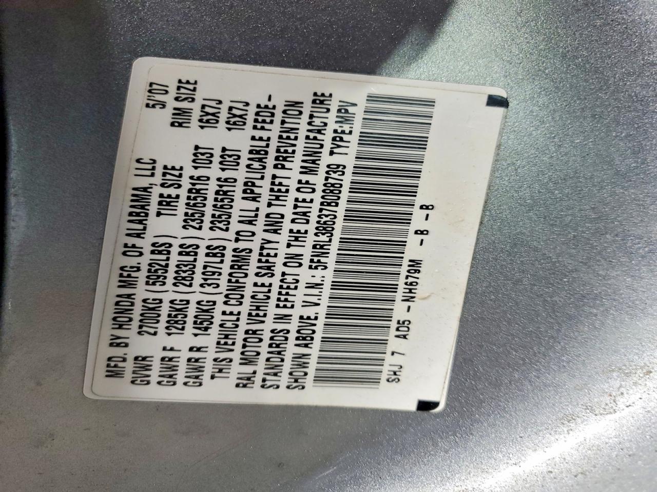 2007 HONDA ODYSSEY