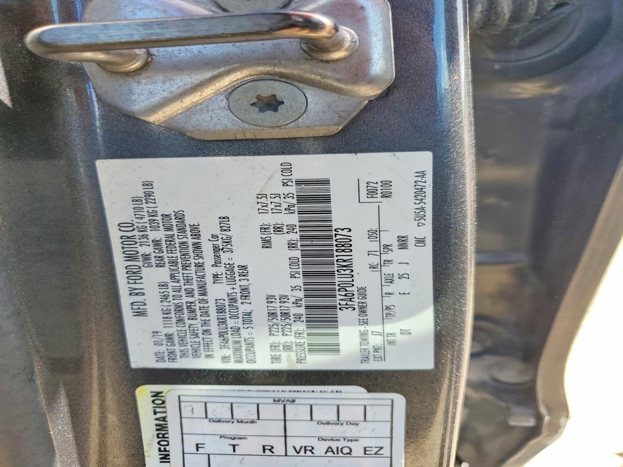2019 FORD FUSION