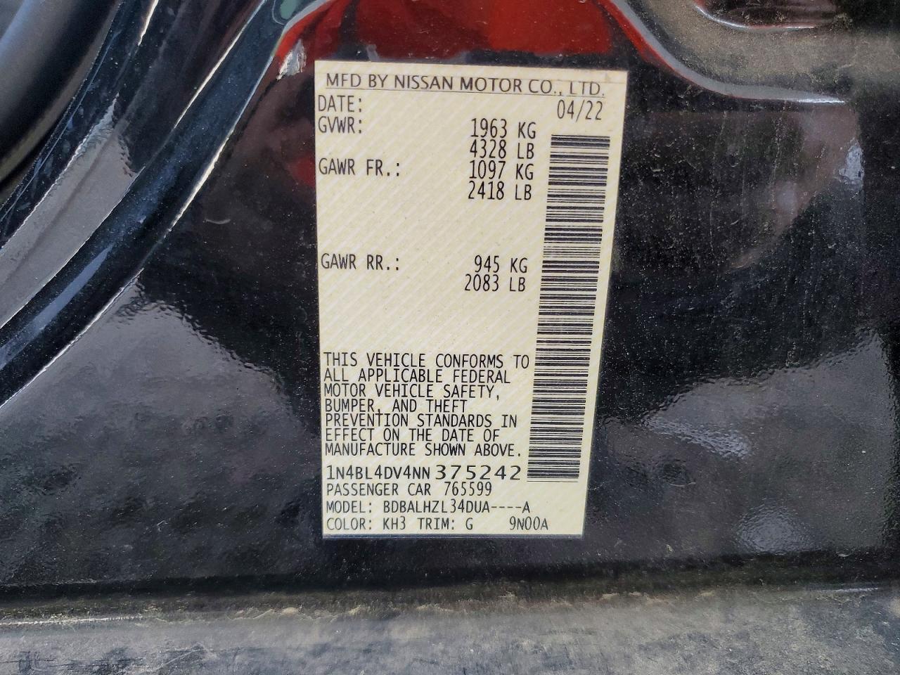 2022 NISSAN ALTIMA