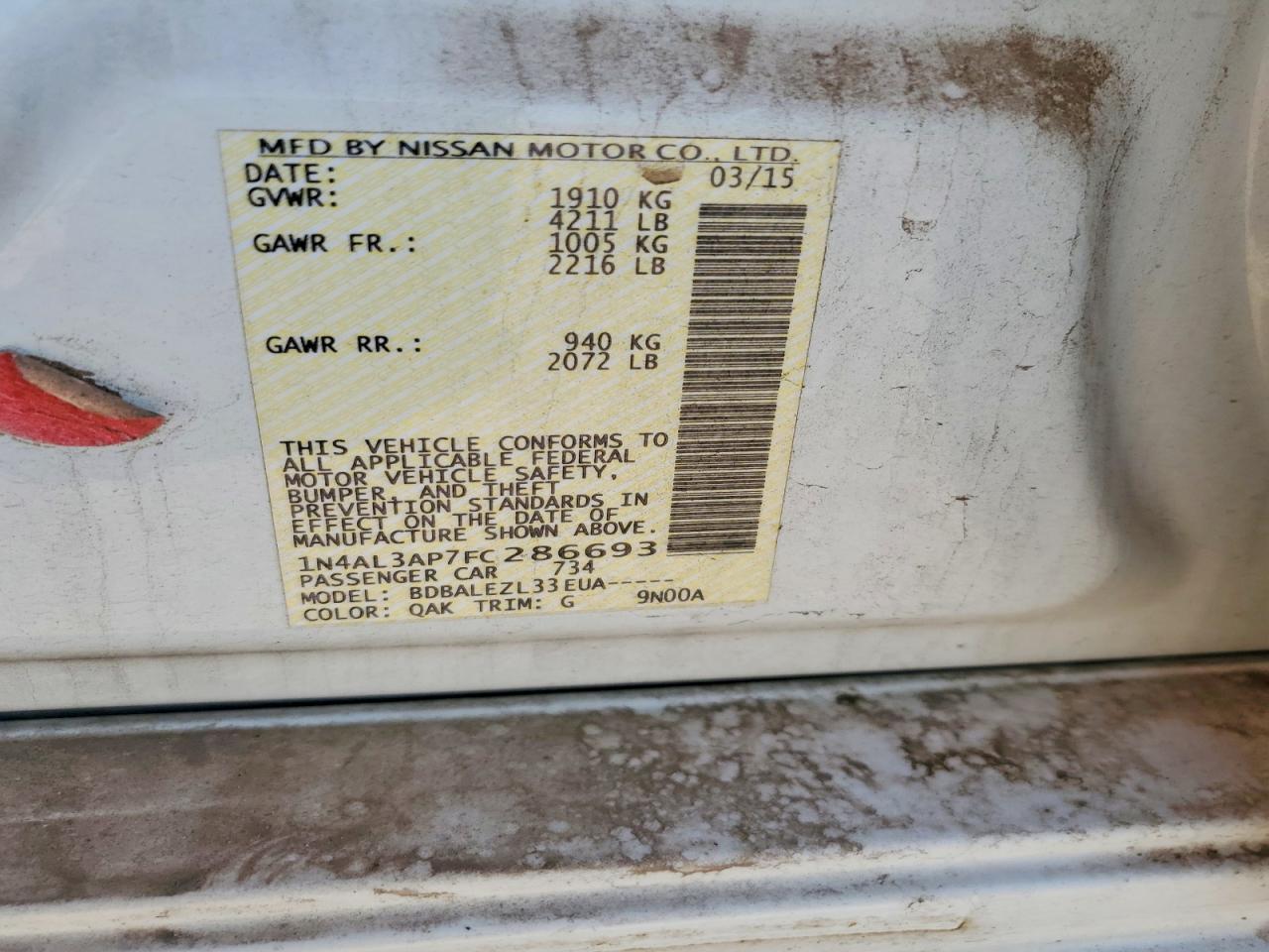 2015 NISSAN ALTIMA