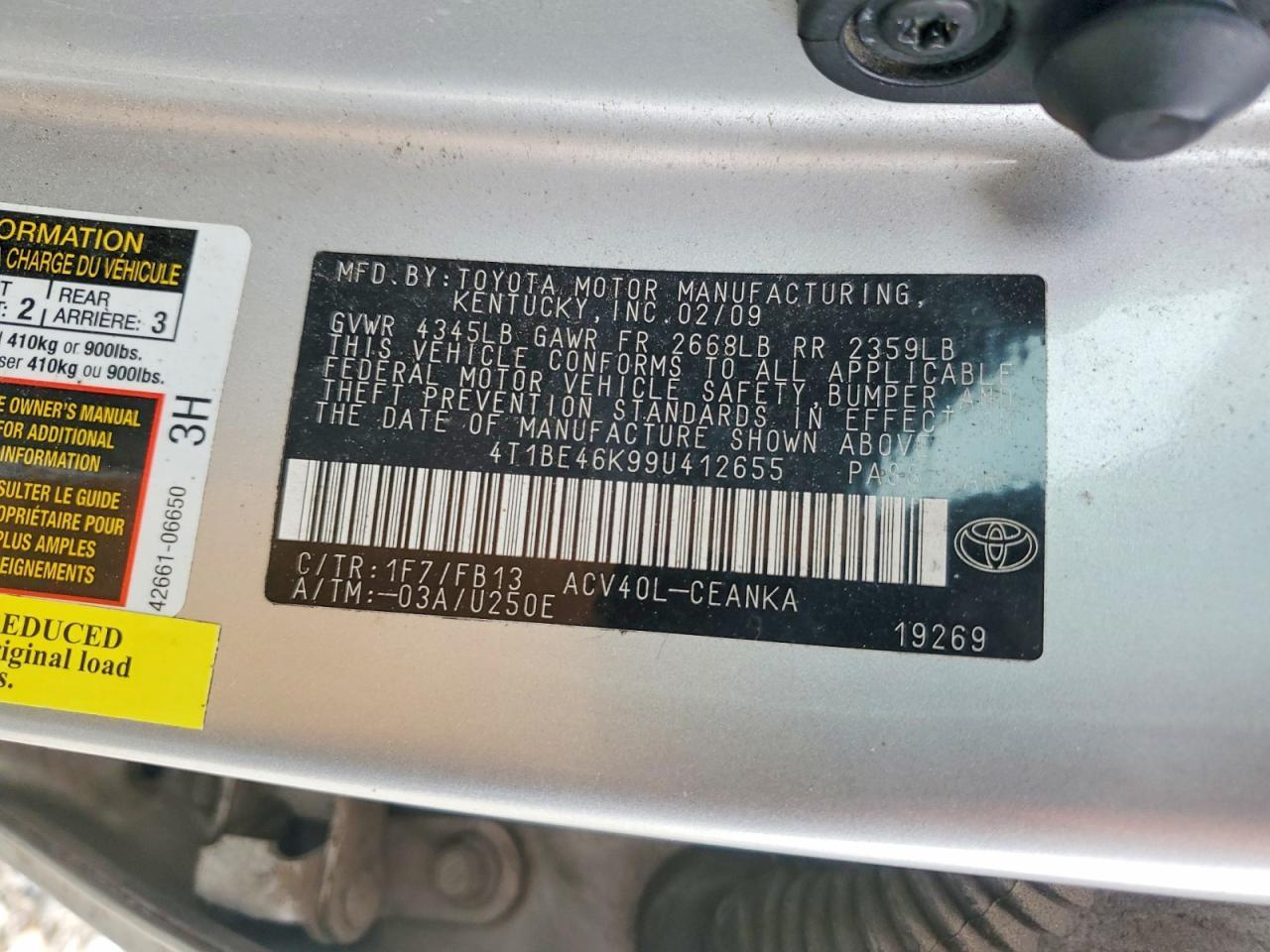 2009 TOYOTA CAMRY