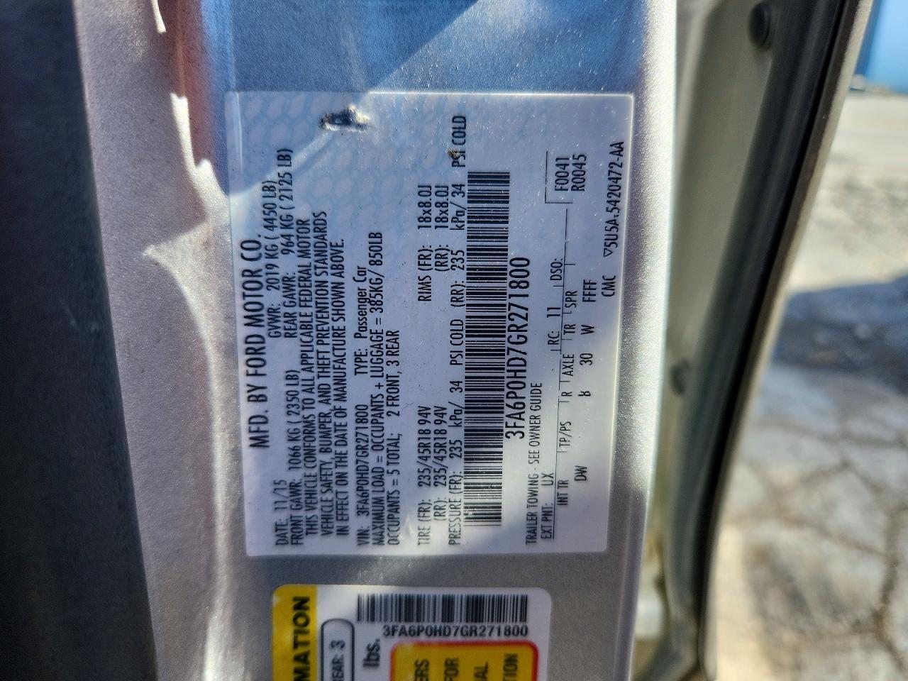 2016 FORD FUSION