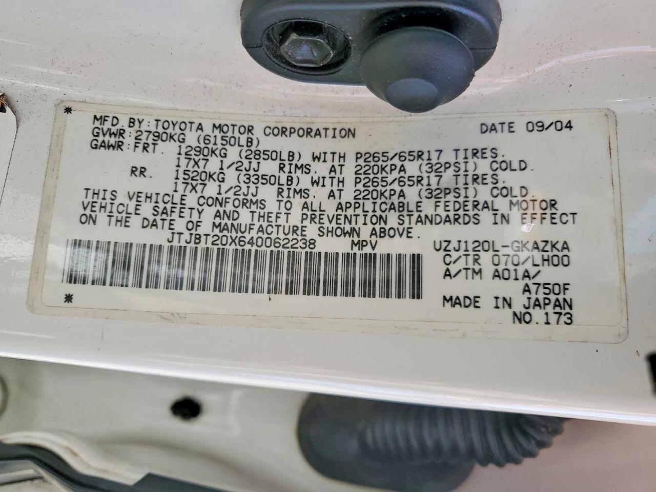 2004 LEXUS Gx 470