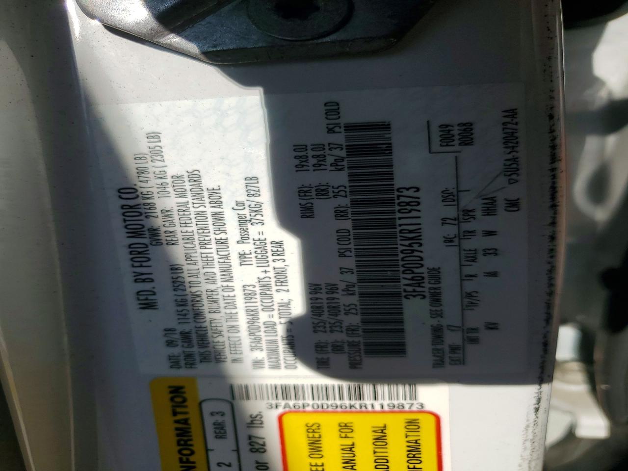 2019 FORD FUSION