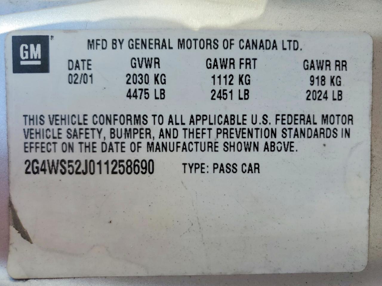2001 BUICK Century