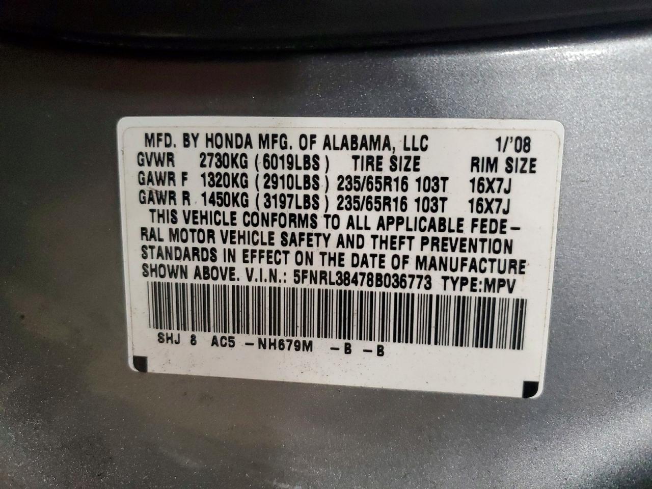 2008 HONDA ODYSSEY