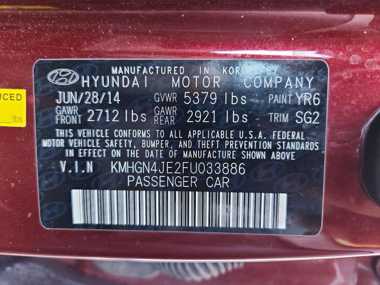 2015 HYUNDAI GENESIS