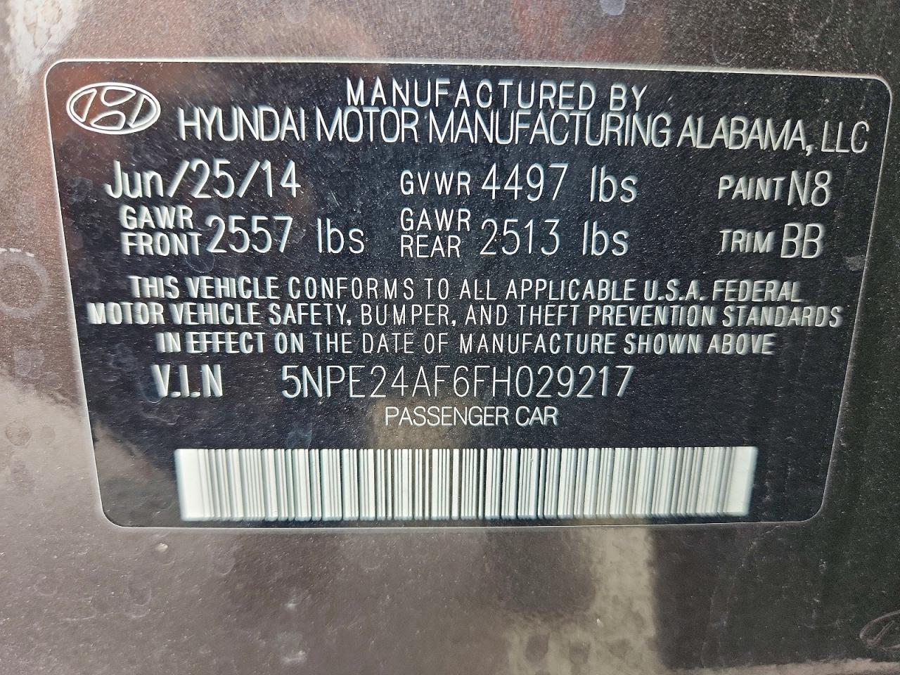 2015 HYUNDAI SONATA