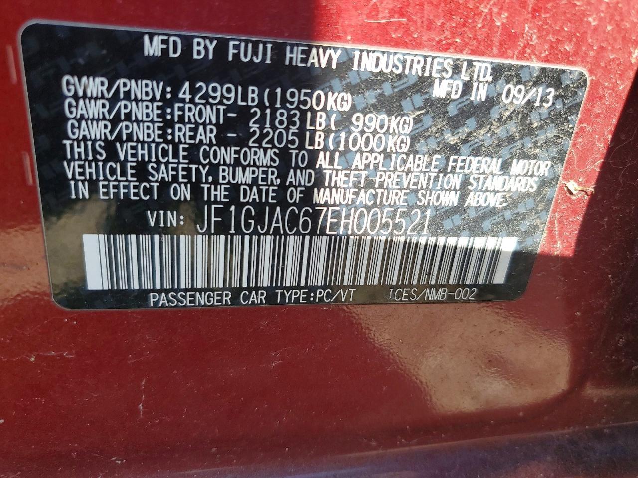 2014 SUBARU IMPREZA