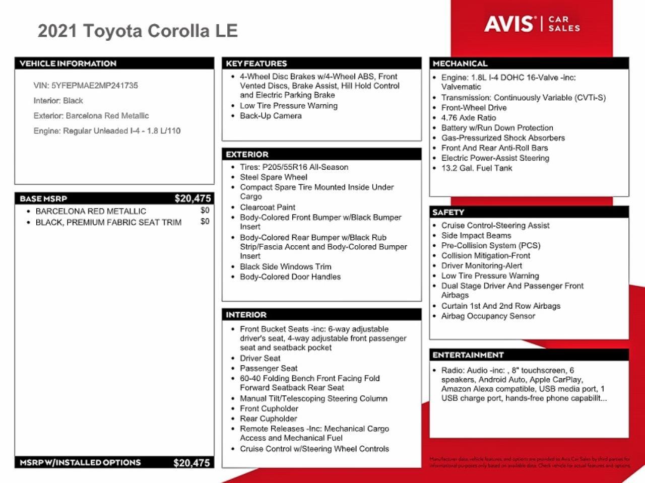2021 TOYOTA COROLLA