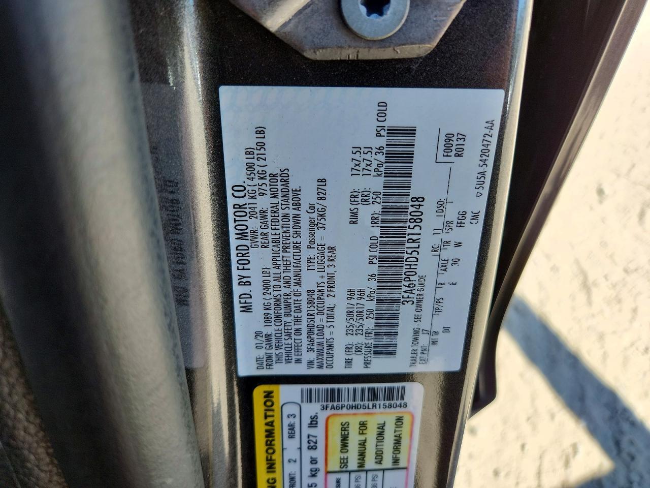 2020 FORD FUSION