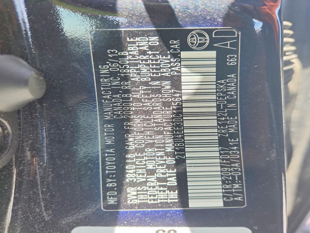 2013 TOYOTA COROLLA