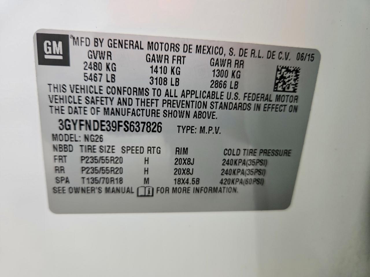 2015 CADILLAC SRX
