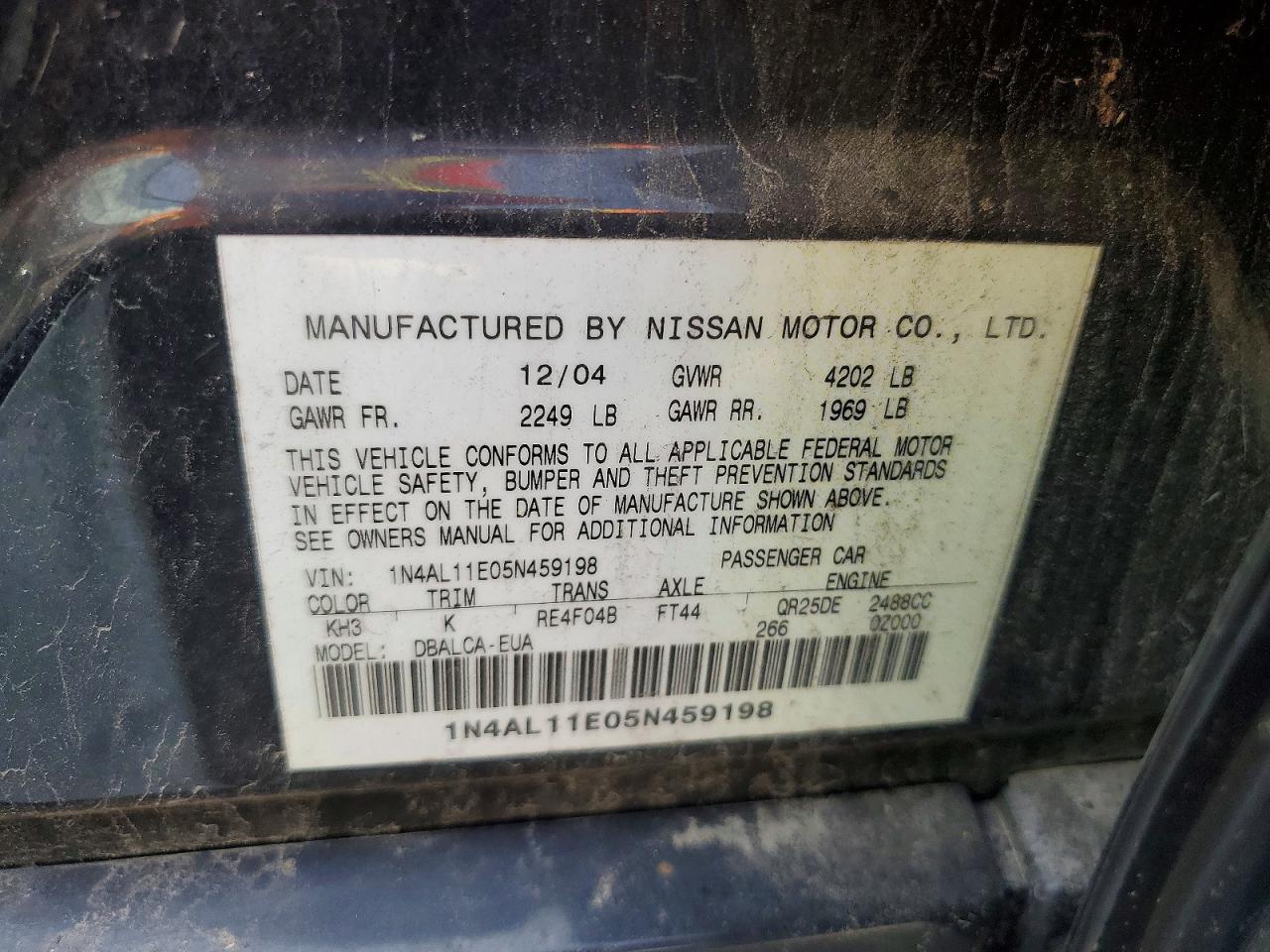 2005 NISSAN ALTIMA