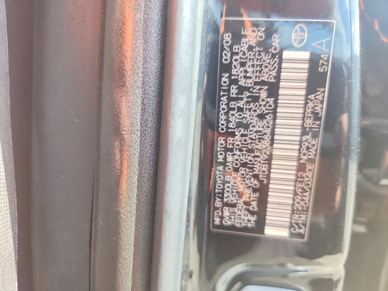 2008 TOYOTA YARIS