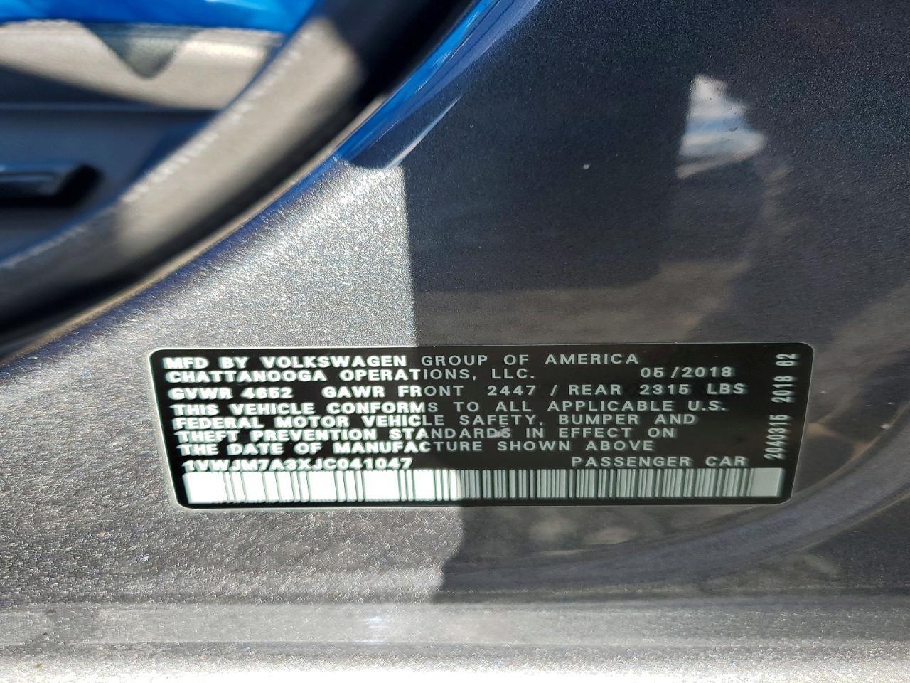 2018 VOLKSWAGEN Passat